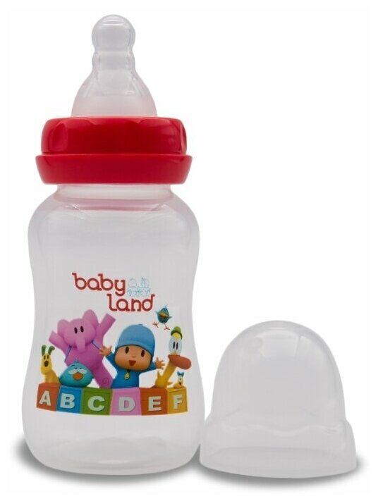 Бутылочка Baby Land 150мл с силиконовой соской красный