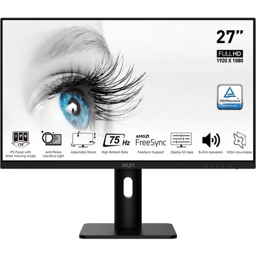 Монитор MSI 27 Pro MP273P черный IPS LED 169 HDMI MM матовая HAS Piv 250cd 178гр178гр 1920x1080 75Hz FreeSync DP FHD 567кг 1759000₽