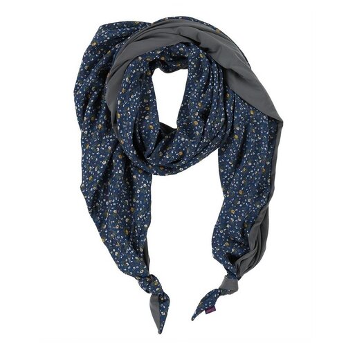 фото Шарф женский весенний, вискоза, тёмно-синий, двойной шарф-долька оланж ассорти с узелками серия хорошие гены