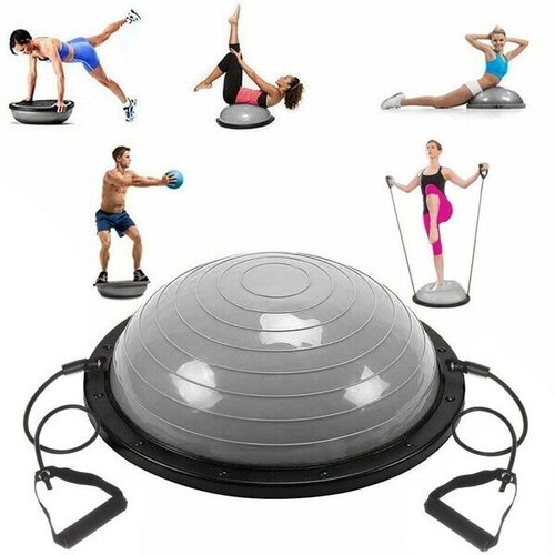 Балансировочная платформа «Classic» 59 х18 см (в комплекте насос и 2 эспандера трубчатых), серый