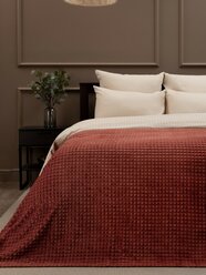 Плед TexRepublic Deco Кубики 150х200 см, 1,5 спальный, велсофт, покрывало на диван, кресло, кровать, теплый, мягкий,терракотовый