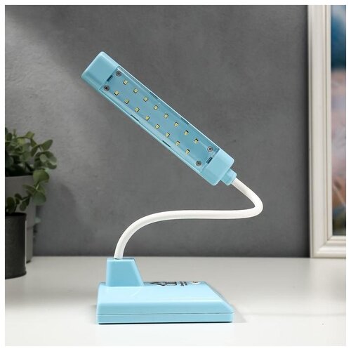 фото Лампа настольная risalux 16*led, 2 вт, 2 режима, usb, акб, синяя, 9*12*46 см