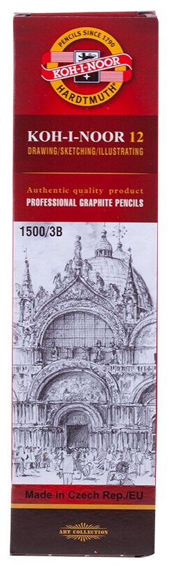 KOH-I-NOOR Набор карандашей чернографитных 1500 3В, 12 шт. (150003B01170) желтый