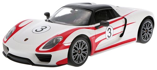 Гоночная машина Rastar Porsche 918 Spyder 70710, 1:14, 33 см, белый/красный