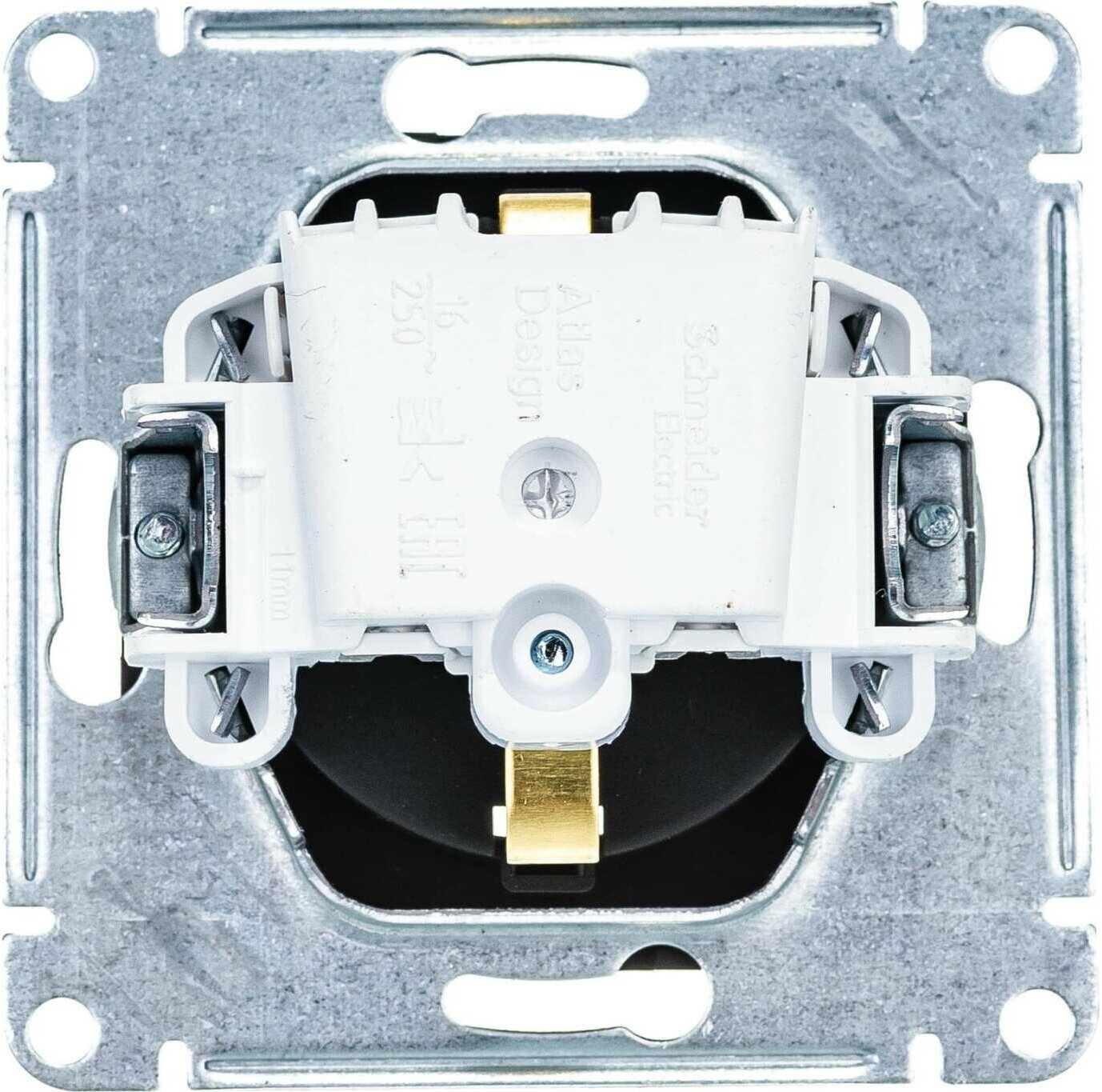 Розетка с заземлением со шторками, 16А, механизм (карбон) Atlas Design Systeme Electric, ATN001045