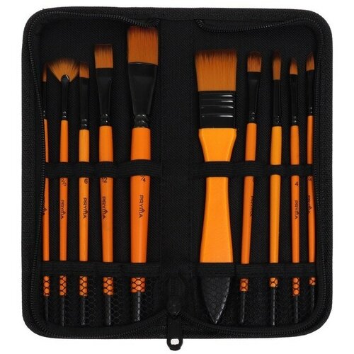 Набор кистей синтетика 10 штук в пенале на молнии 2714₽