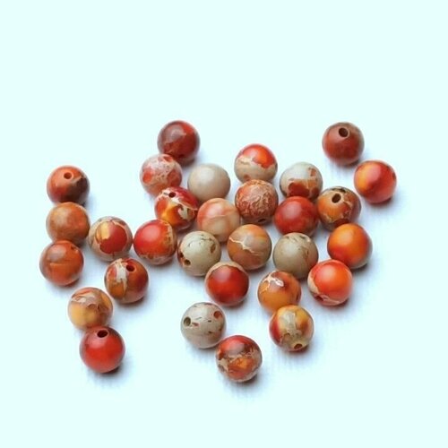 Бусина Варисцит красно-оранжевый гладкий шар, 6 мм браслет шар 6 варисцит цвет оранжевый
