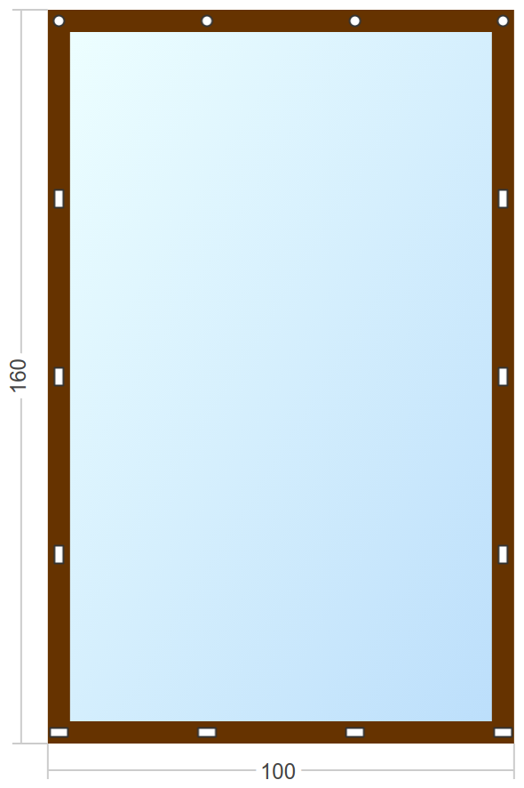 Мягкое окно Софтокна 100х160 см съемное, Скоба-ремешок, Прозрачная пленка 0,7мм, Коричневая окантовка, Комплект для установки - фотография № 3