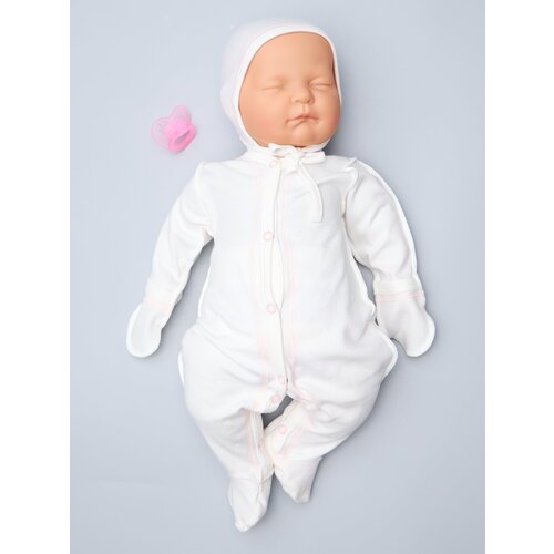 фото Комплект одежды jolly baby детский, чепчик и комбинезон, повседневный стиль, без капюшона, застежка под подгузник, размер 62, мультиколор