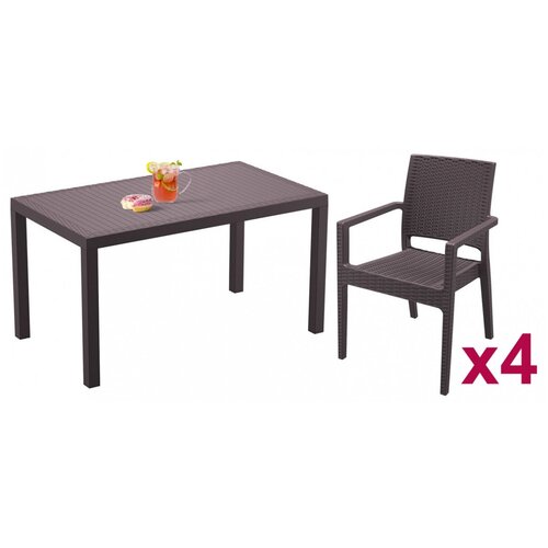 Обеденный комплект уличной мебели Orlando 140 Ibiza, Siesta Contract, коричневый