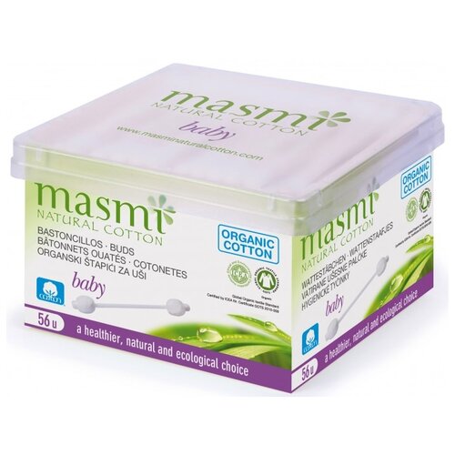 MASMI NATURAL COTTON. Детские гигиенические палочки из органического хлопка 56 шт