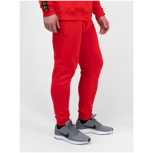Спортивные штаны Великоросс красного цвета с манжетами, без лампасов (M/48)