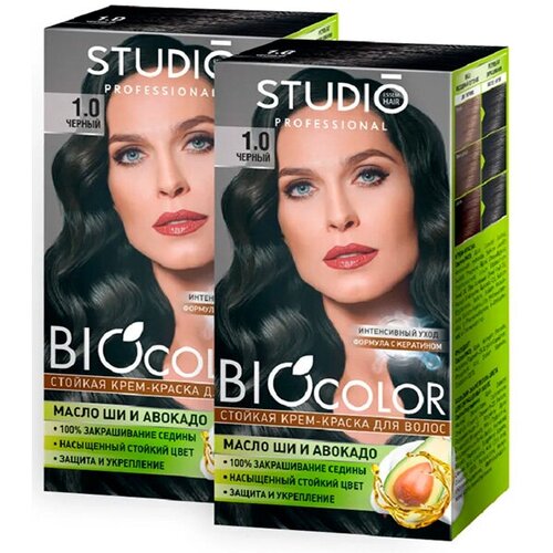 Краска для волос Biocolor 1.0 Черный, 50/50/15мл краска для волос biocolor 7 1 пепельно русый 50 50 15мл