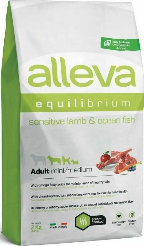 Alleva Equilibrium Sensitive Lamb & Ocean Fish Mini/Medium сухой корм для взрослых собак с ягненком и рыбой 2 кг