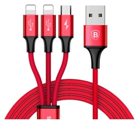 Кабель Baseus 3 in 1 Rapid Series USB - microUSB/2xLightning (CAMLL-SU)