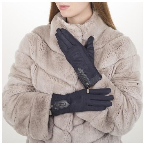 фото Перчатки жен, 23,5 см, утеплитель иск мех, манжет молния, синий 5411372 сима-ленд