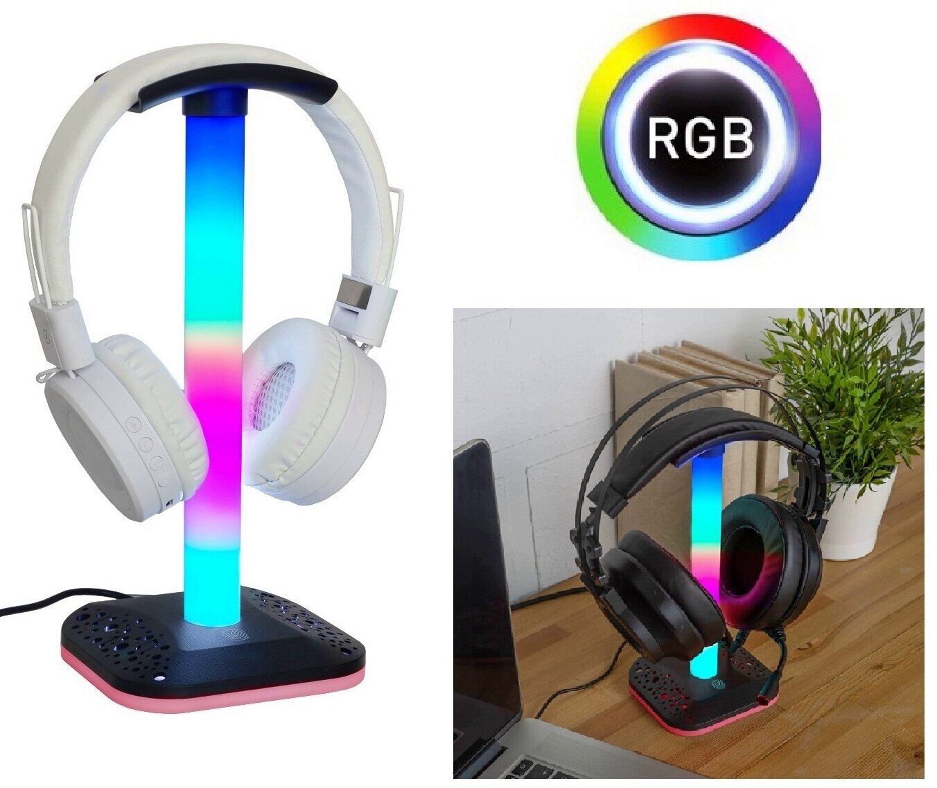 Подставка-держатель для игровых наушников с RGB подсветкой, геймерский держатель игровой гарнитуры