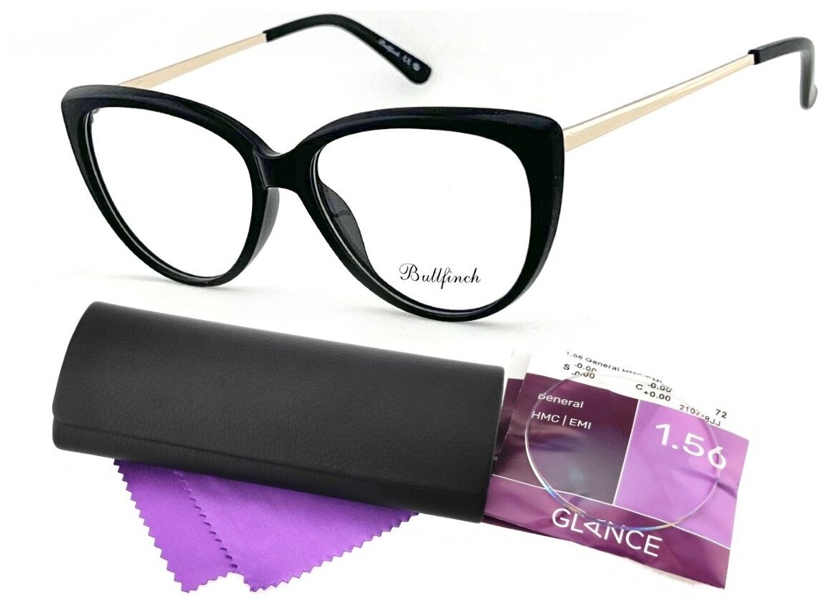 Очки Bullfinch с футляром, мод. 18007 Цвет 1 с линзами GLANCE +1.75 РЦ 62-64