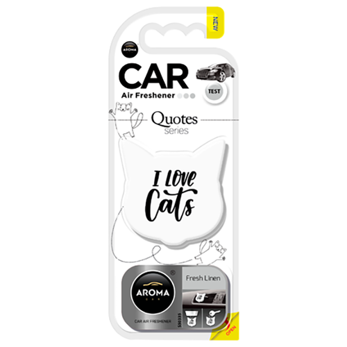 AROMA CAR Ароматизатор для автомобиля, Art Cats Quotes, Fresh Linen специальный