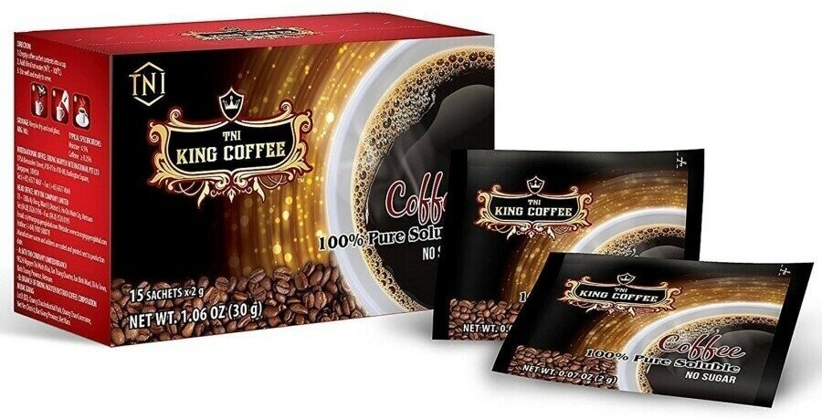 Вьетнамский растворимый черный кофе King Coffee, 15 пак. по 2 г.