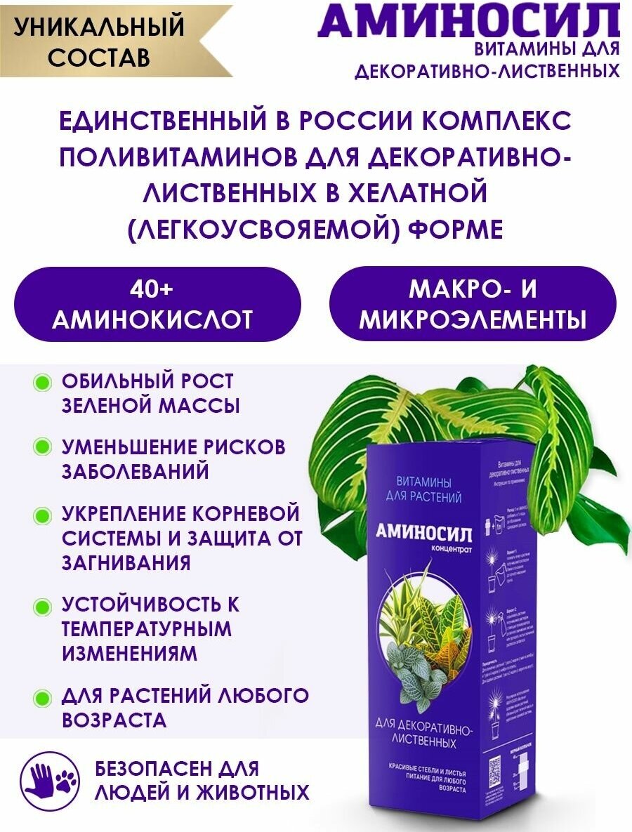 Витамины Аминосил для декоративно-лиственных 500 мл - фотография № 10