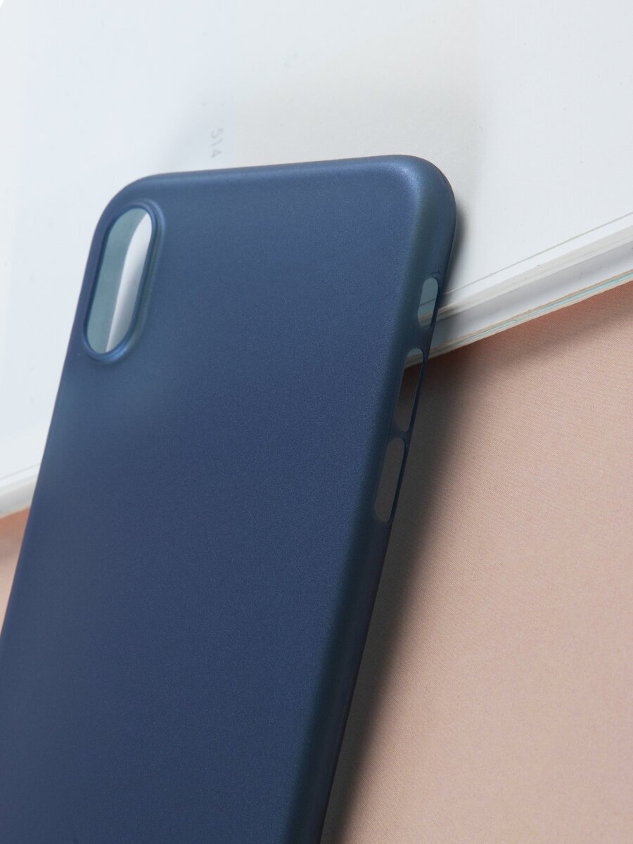 Чехол для Apple iPhone Xs / Ультратонкая накладка на Айфон Икс С, полупрозрачная, (синий)
