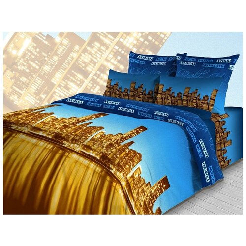 фото Постельное белье бязь василиса ночной город синий семейное