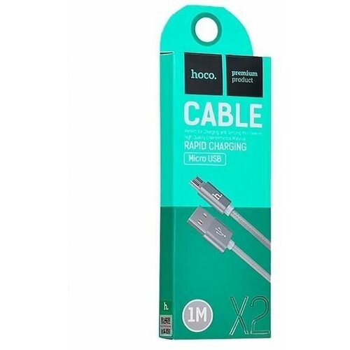 USB-кабель HOCO X2 AM-microBM 1 метр, 2.4A, нейлон, графит (30/300) usb кабель hoco u40a magnetic adsorption am microbm 1 метр 2а нейлон серый 28 168