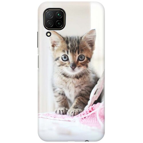 фото Ультратонкий силиконовый чехол-накладка для huawei p40 lite с принтом "милый котенок" gosso