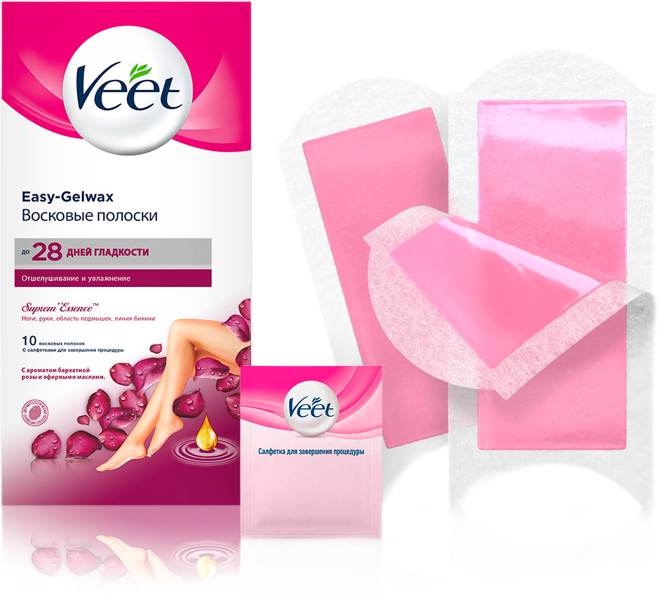 Veet полоски восковые для депиляции с ароматом бархатной розы 10 шт