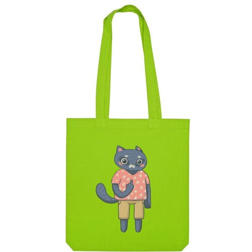 Сумка шоппер Us Basic, зеленый сумка модный котик серый