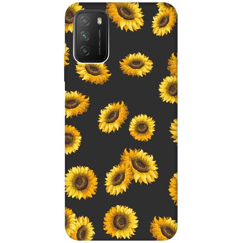 фото Re:pa чехол - накладка soft sense для xiaomi poco m3 с 3d принтом "sunflowers" черный