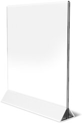Тейбл тент А5 эконом Velar / Менюхолдер с белым основанием / Подставка настольная вертикальная двухсторонняя, пластик 1 мм, 2 шт
