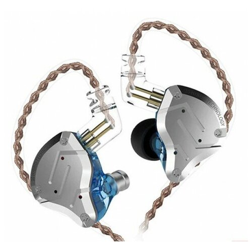 Наушники проводные KZ ZS10 Pro без микрофона синий-серебристый цвет 5590₽