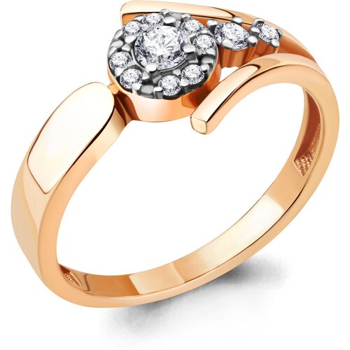 фото Золотое кольцо aquamarine 68821а с фианитом diamant-online