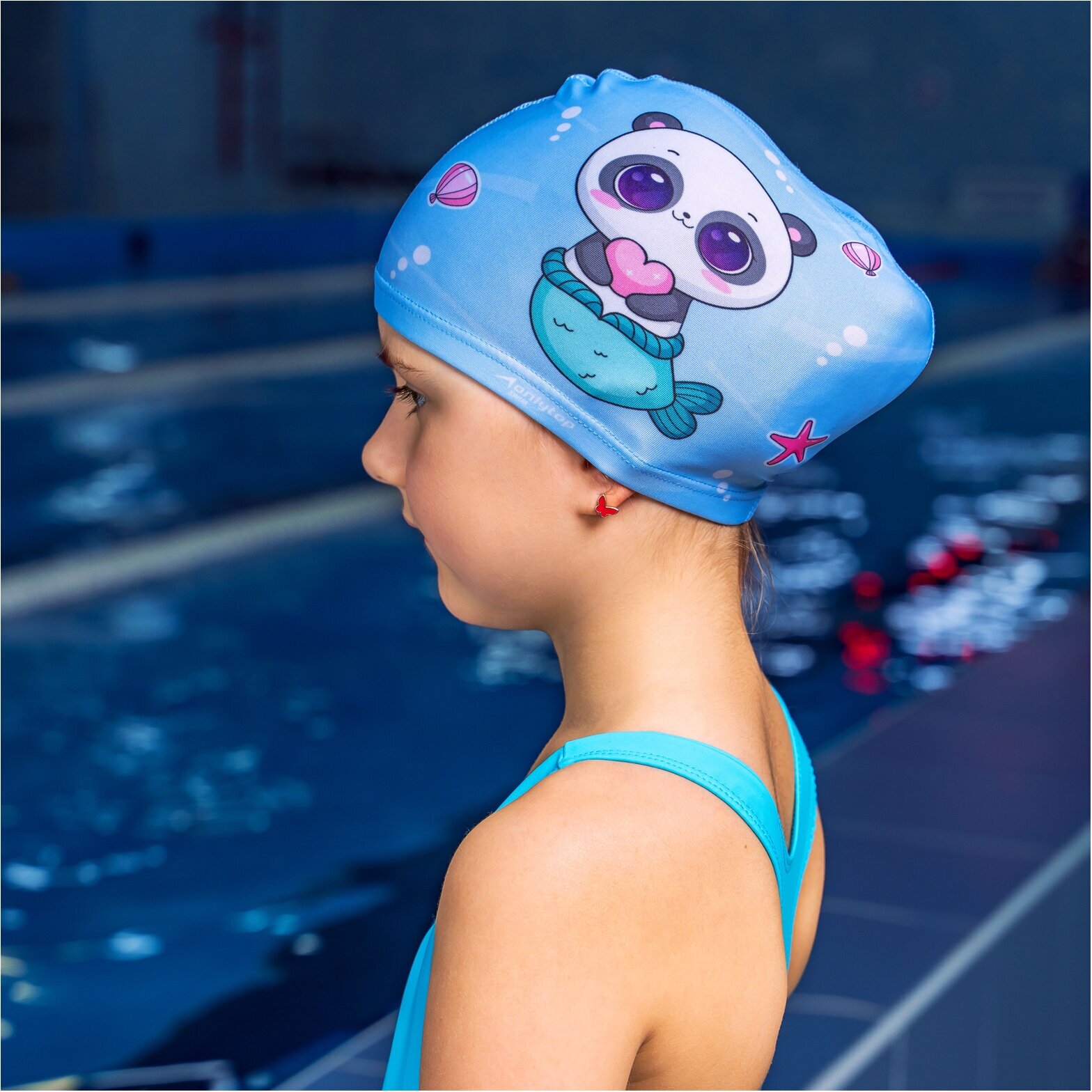 Шапочка для плавания ONLITOP «Милота», детская, обхват 46-52 см, цвет голубой