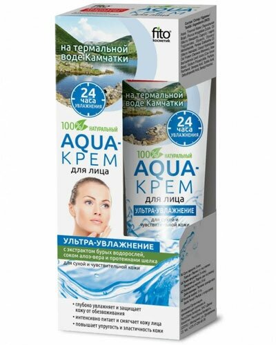 Народные рецепты Aqua-крем для лица ультра-увлажнение для сухой и чувствительной кожи, 45 мл