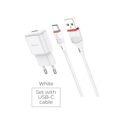 Сетевое ЗУ, 1USB 100-240В/5,0В, 2,1А макс. + кабель USB-TypeC, 1м (Borofone BA48A) gcr комплект сетевое зарядное устройство 36w на 2 usb порта qc3 0 pd18w [typea typec] кабель typec lightning 1 0m