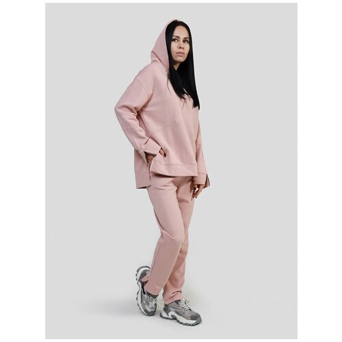 фото Костюм спортивный vitacci sp917915-22 женский пудровый 80% хлопок, 20% полиэстер толстовка с капюшоном+брюки) женский пудровый+80% хлопок, 20% пэ (40-42 (xs)