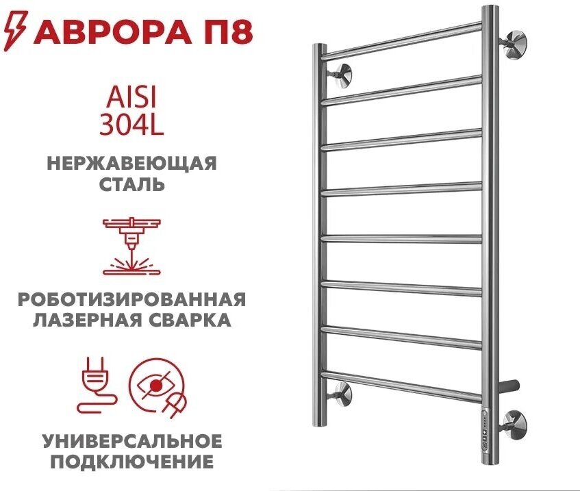 Полотенцесушитель электрический TERMINUS (Терминус) Аврора П8 300х850 мм