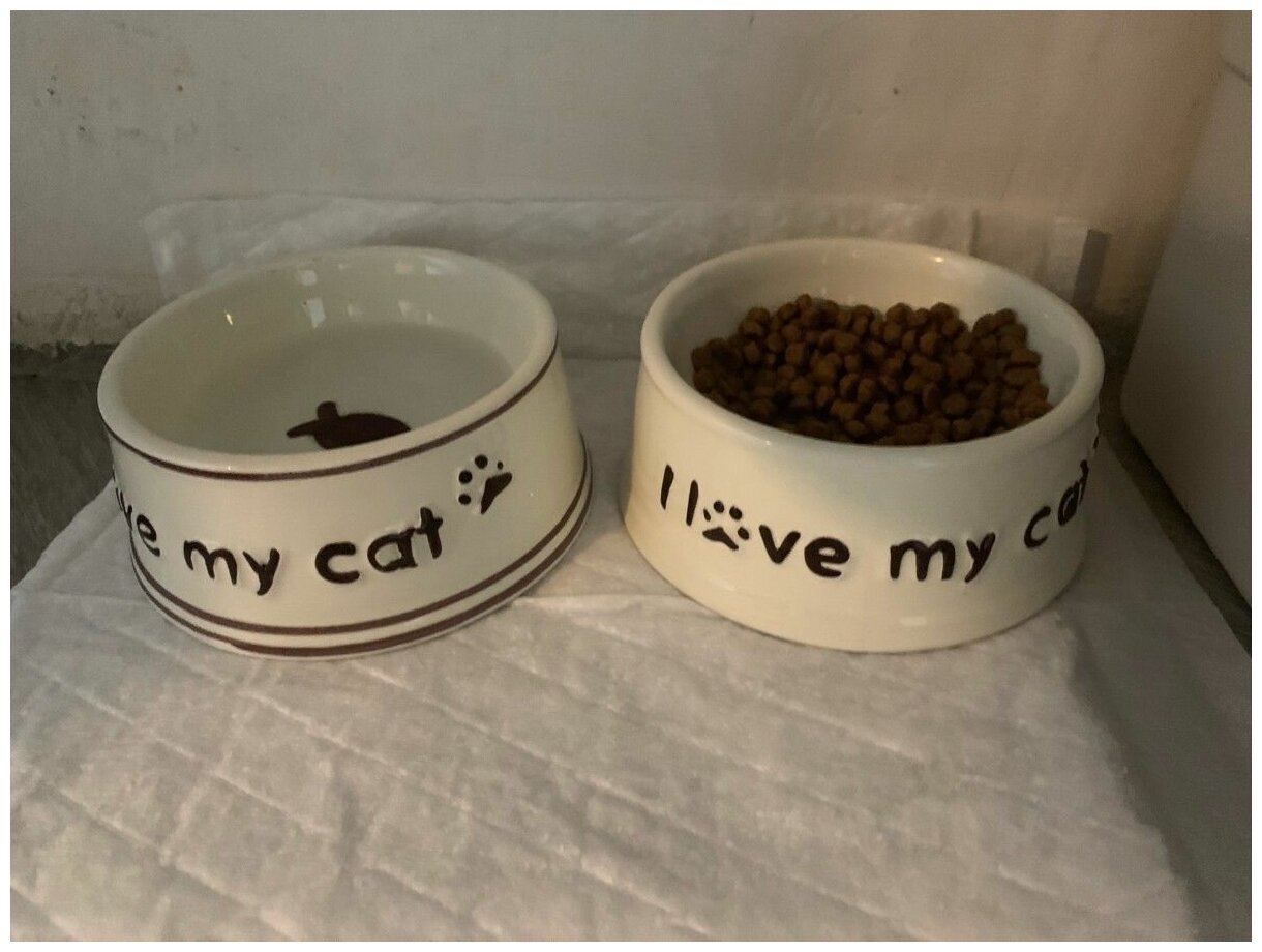 Миска керамическая стилизованная под старину "I love my cat", 12,5*5 см, 1*48шт 0,27кг - фотография № 2