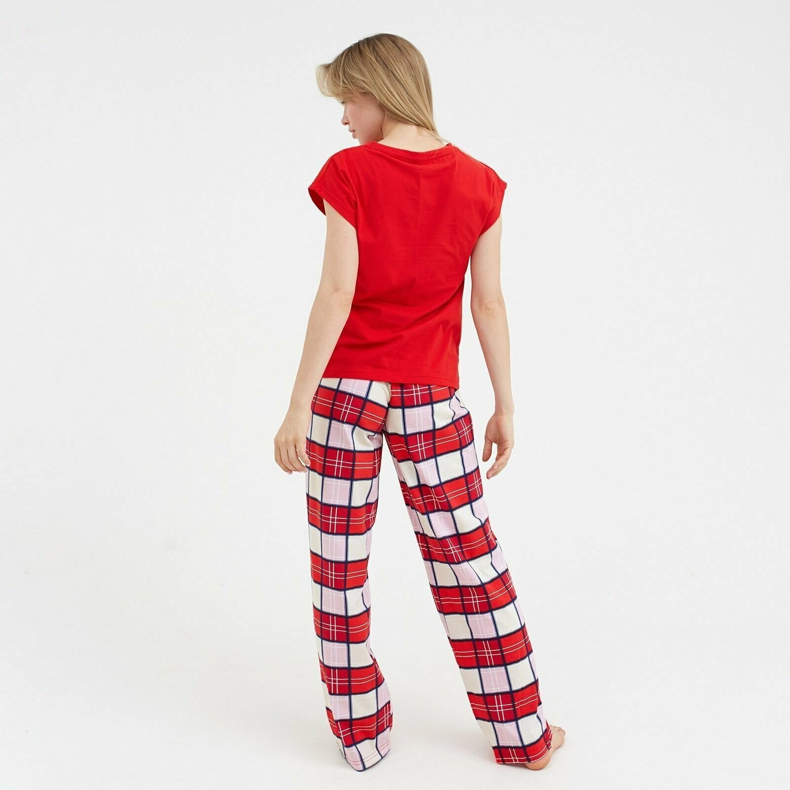 Пижама новогодняя женская KAFTAN "Bear", цвет красный, размер 48-50 - фотография № 2