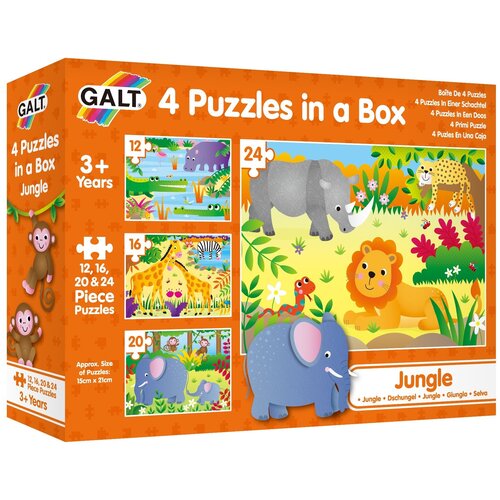 пазлы galt пазл джунгли Пазл Galt 4 Puzzles in a Box Jungle (1005071)