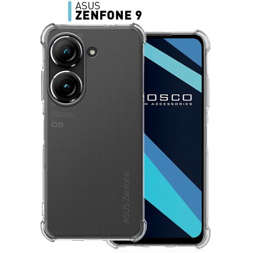 Противоударный чехол для ASUS Zenfone 10, Zenfone 9 (Асус Зенфон 10, Зенфон 9) Усиленные углы и защита модуля камер, силиконовый прозрачный ROSCO