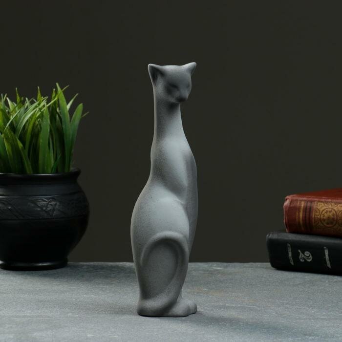 фото Хорошие сувениры Фигура "Кошка Багира наклоненная" серая/черный 4х5х20см