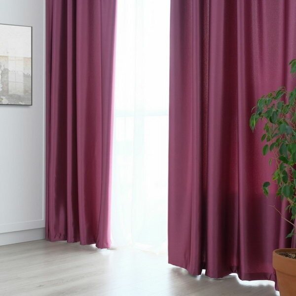 Штора портьерная ширина 135 см, высота 260 см, цвет фиолетовый, глянцевая