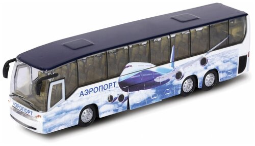 Автобус ТЕХНОПАРК Аэропорт CT10-025 1:43, 18 см, белый/голубой