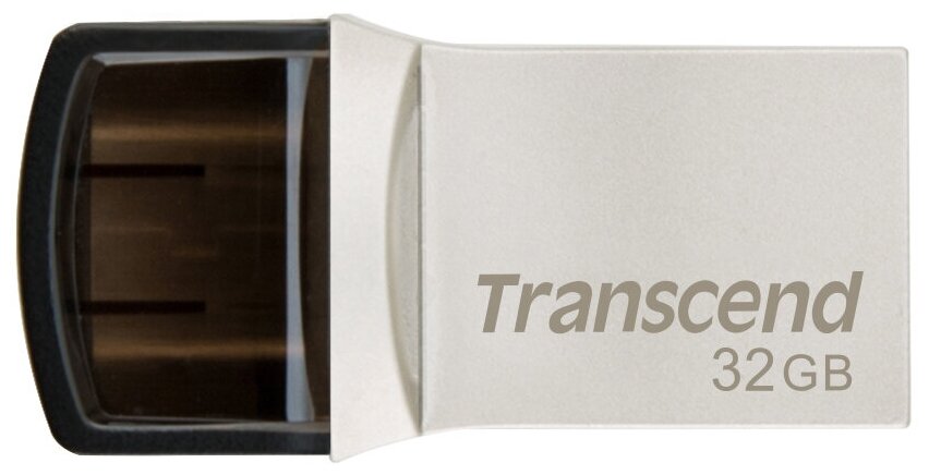 USB 3.1 32GB Transcend JetFlash 890S OTG водонепроницаемая серебро металл
