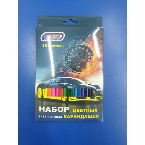 набор цветных карандашей короткие лама super scp 1018 18 цветов Набор цветных карандашей трехгранных 18 цветов