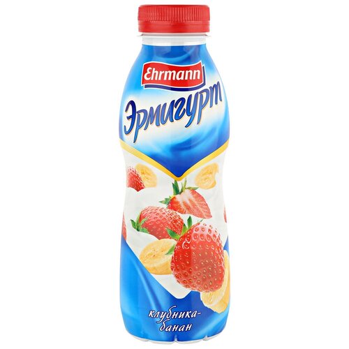 Напиток йогуртный фруктовый Эрмигурт питьевой 1.2% 420г Клубника/банан без заменителя молочного жира